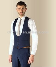 2014 Men's blue plain 4 button scoop waistcoat