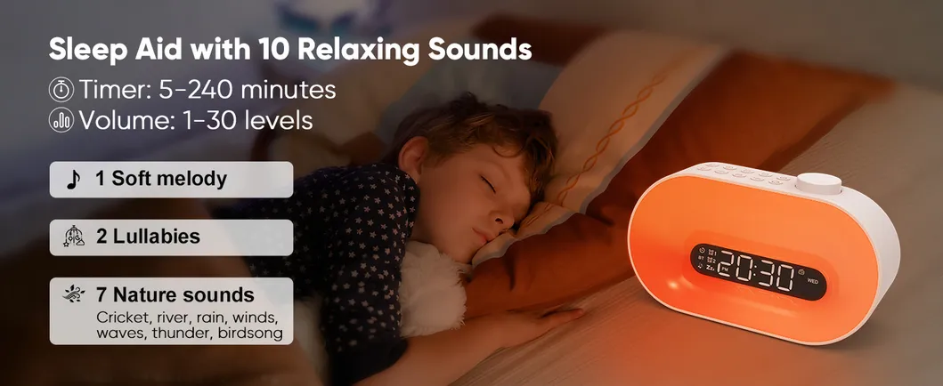 Bluetooth White Noise Sleep Monitor with RGB Alarm Clock