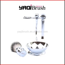 luxury silver tip badger hair brush shaving set