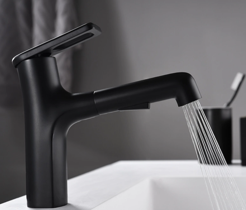 Black Single Handle Pull Faucet