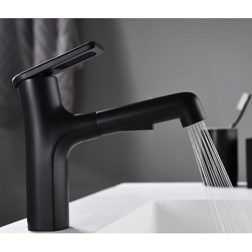 Black Single Handle Pull Faucet