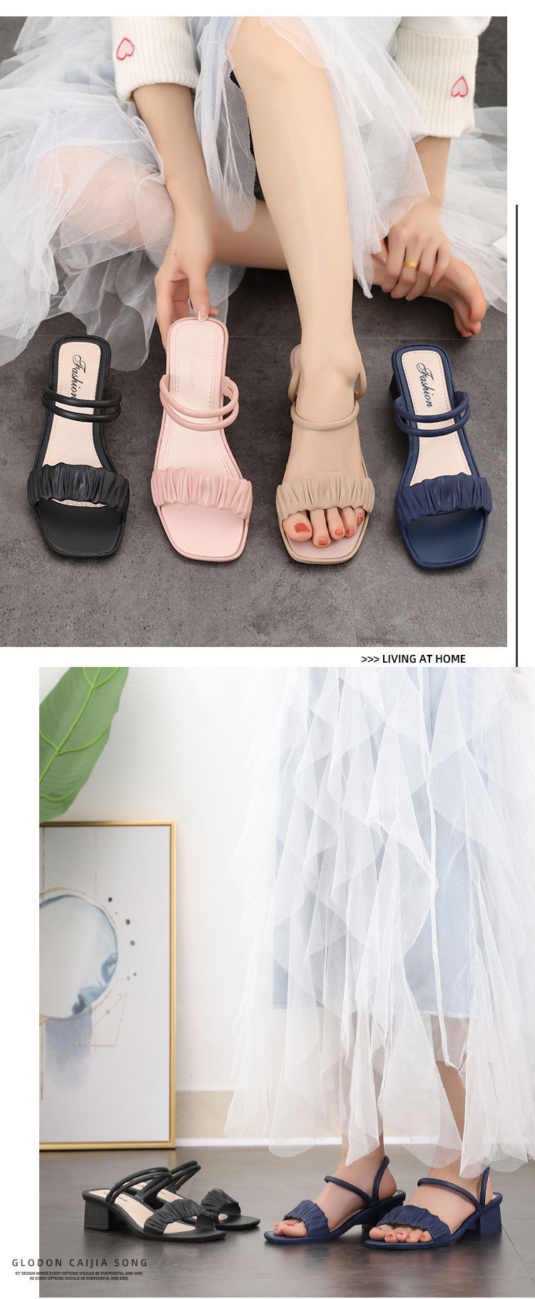 2021 Summer Beach Garden Fashion Sandals For Women Designer shoes Anti-Slip Sandals for women Mid-heel Sandals