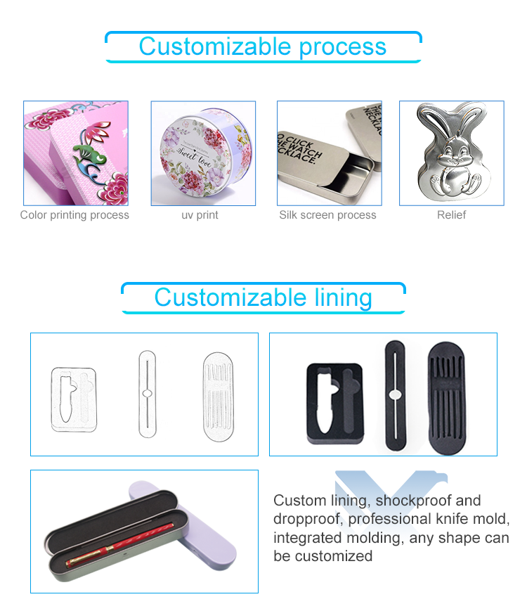 10 Years Factory Custom OEM hinged screw top jerry gift tea pen cookie biscuit key chain square tin box with window