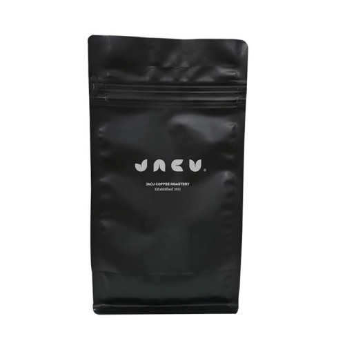 Bolsas de café compostables con valor y cremallera.