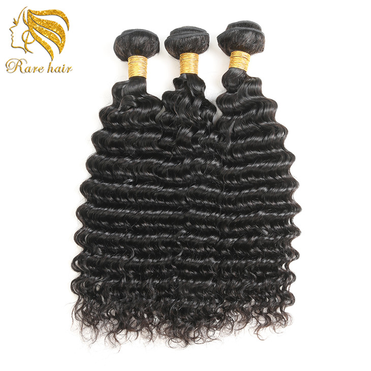 Malaysian Human Hair 9A Deep Curly Bundle Hair Extension, 4 Bundles Brazilian Angel Trio Body Wave Bundles