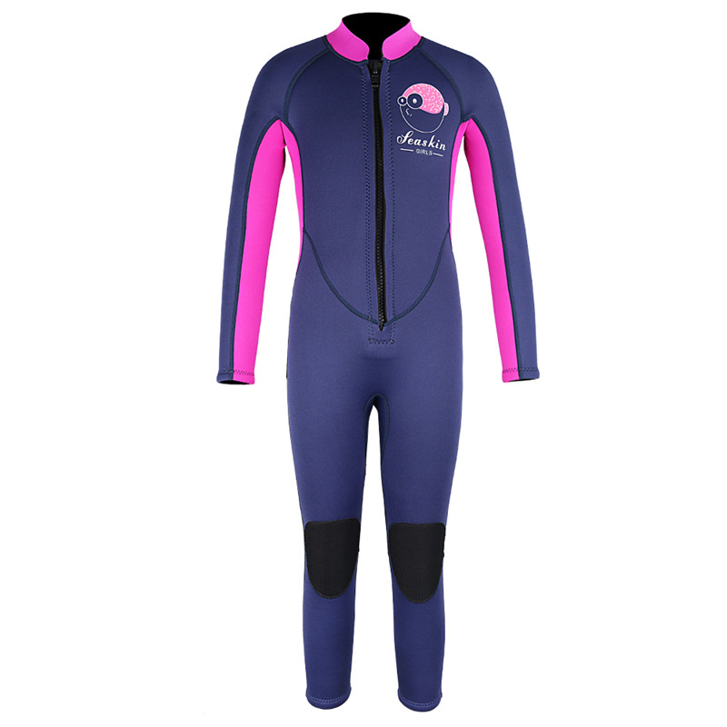 Denizci 3mm Kızlar Renkli Ön Zip Wetsuits