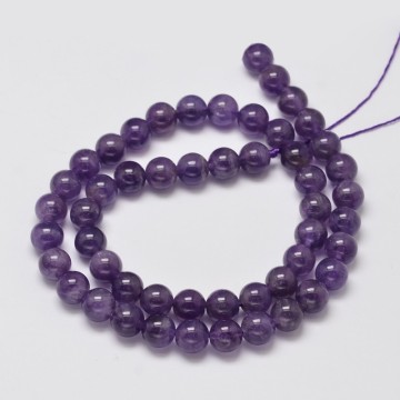 Pandahall 8mm Natural Amethyst Round Bead Strands - Pack of 5 Strands