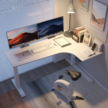 White Adjustable Height Electric Desk With USB Ports