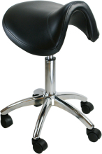 Black Salon Saddle Stool with chromed base
