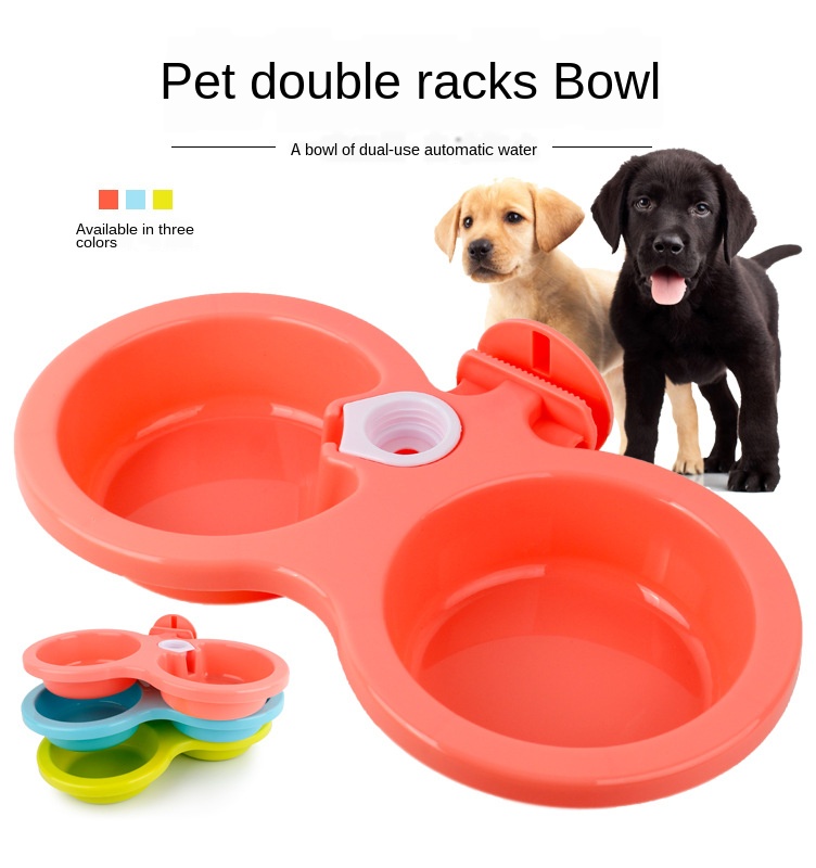 Automatic drinking fountain feeder hanging double bowl food bowl drinking pet bowl