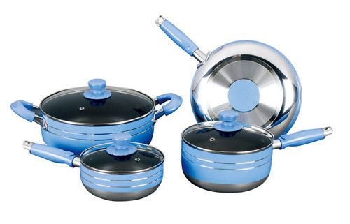 7pcs Half Polished Nonstick Cookware Set , Aluminum Pen Set