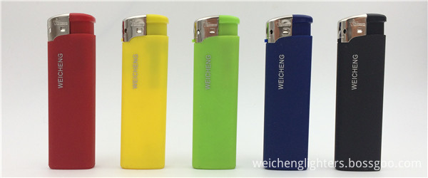 8.1cm Refillable Rubber Finish Triangle ISO Electronic Lighter