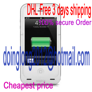 wholesale Mophie Juice Pack Plus Case and Rechargeable Battery for iPhone 4S - White