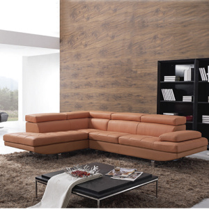 Sofa Sudut Kulit Oranye Modular di Baja