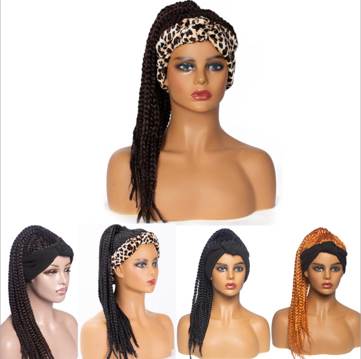 Manufacturer Supplier Cheap Braided Hair wholesale bob style body wave straight synthetic hair headband wig for black women