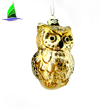 Golden Owl Glass Ornament Xmas Christmas