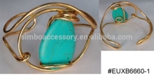 2016 hot new wire cuff bangle with large turquoise,cuff bracelet,wire bangle bracelet jewelry