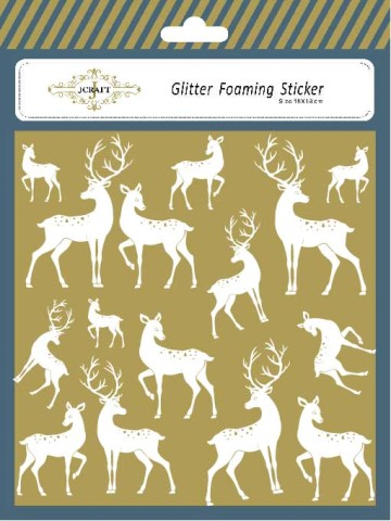 Christmas Deer Glitter Foaming Sticker