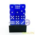 Bescon 12 mm de dados de 6 lados 36 en caja de ladrillo, troquel de seis lados de 12 mm (36) bloque de dados, azul leal translúcido con pips blanco