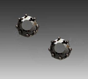 Simple black crystal stud earrings