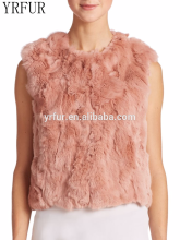 YR074A Real rabbit fur Pathwork waistcoat girls Cheap Rex Rabbit Fur Vest