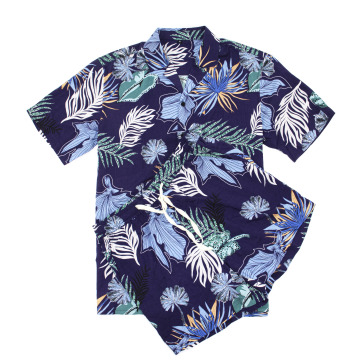 Summer Colorful Floral Print Men's Aloha Hawaiian Shirt and Shorts Set