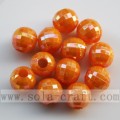 Sparking solid round faceted acrylic beads with AB color plating