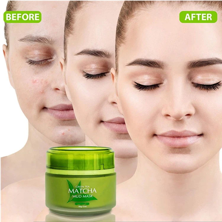 Custom Green Tea Matcha Facial Mud Mask for Removes Blackheads Reduces Wrinkles