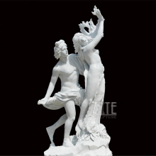 Carving decoration white marble nude statue of man and woman