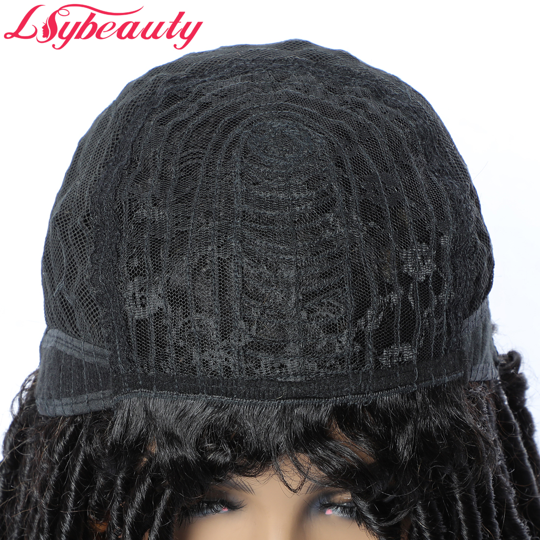 Crochet Braiding Blonde Goddess Faux Locs Human Hair Wigs, Twist Braiding Dread Locks Pre Made Human Hair Wig for Black Women