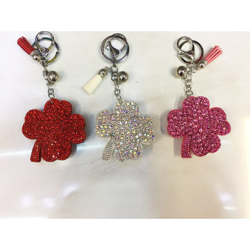 Four - Leaf Clover Shape Crystal Key Chain With Ball