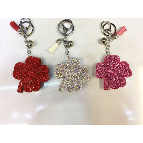 Four - Leaf Clover Shape Crystal Key Chain With Ball