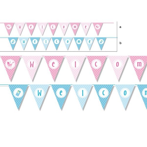 New design baby shower banner flag banner pink and blue color