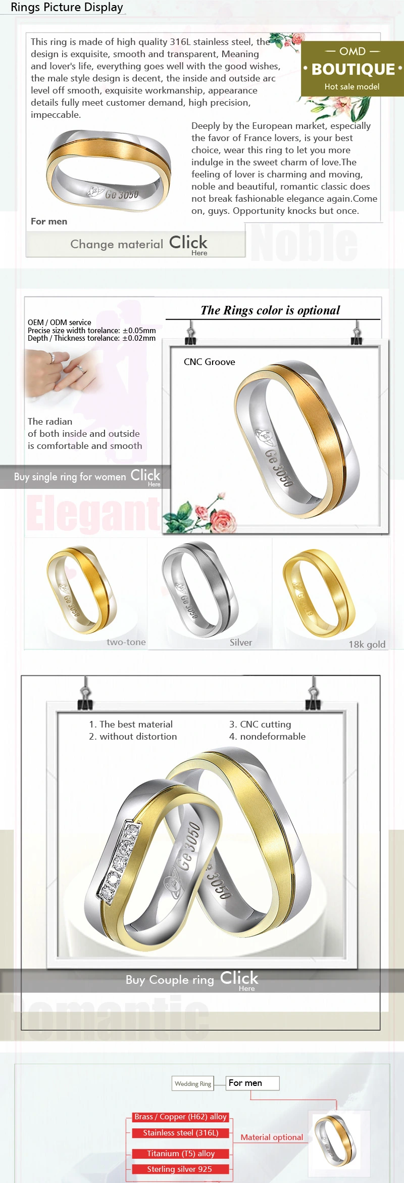 Wholesale Jewelry Manufacturers Top Quality Wedding Band Ring His and Hers Set