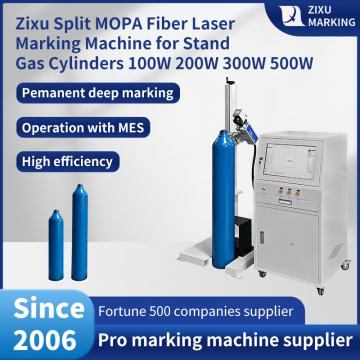Split MOPA Fiber Laser Marking Machine for Standing Gas Cylinder 100-500W
