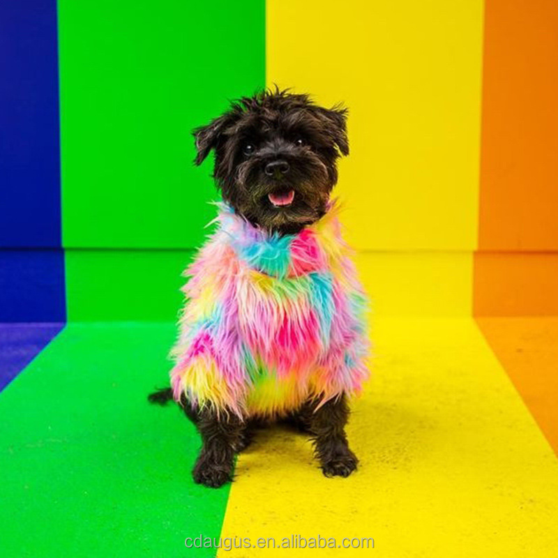 Pet Apparel Winter Fur Puppy Dog Colorful Clothes