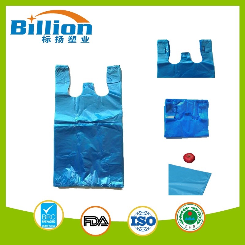 Blue HDPE Vest Bags, Colorful Shopping Bags, Carrier Plastic Bags