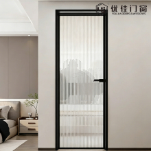 Slim Frame Ultra White Reeded Glass Door