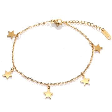 Gold Pentagon Stars Chain Anklet Wholesale for Women