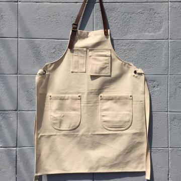 Custom color bib canvas work apron with webbing waist strap