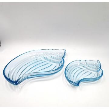 Blue color Glass Conch Shell Shaped Plate