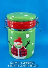 Hand-Painted Ceramic Snowman Airtight Canister