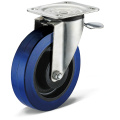 Elastic Rubber Flat Bottom Movable Rear Brake Casters