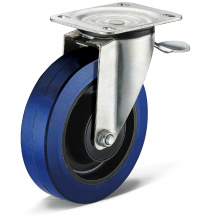 Elastic Rubber Flat Bottom Movable Rear Brake Casters