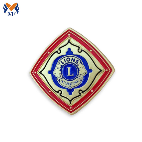 Square Shape Custom Lion Button Badge