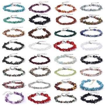 Gemstone 7 Chakra Stone Bracelet for Women Chip Tumbled Real Reiki Crystals Anti Anxiety Relax Meditation Yoga Balance Spiritual