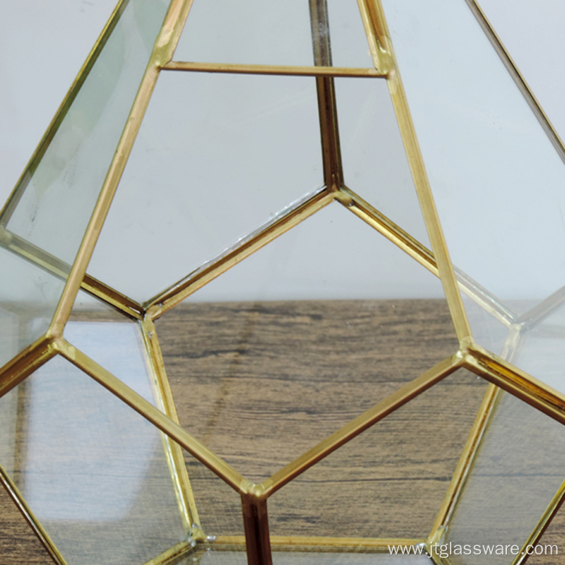 Pentagon Ball Shape Open Glass Geometric Terrarium