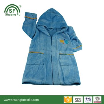 whosale boy bathrobe blue embroidery 100% cotton boy bathrobe