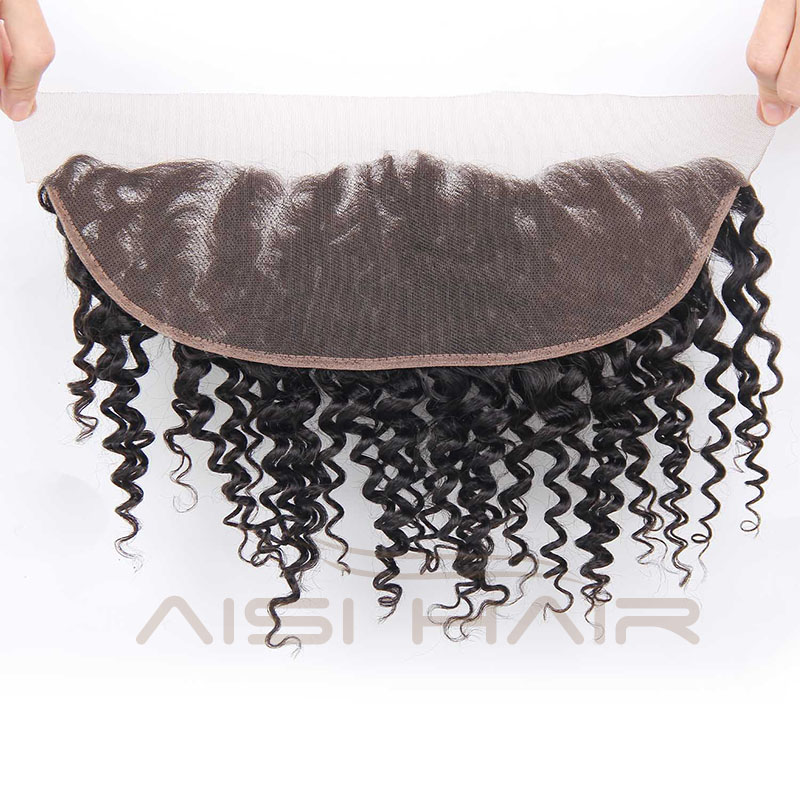 Afro Kinky Curly 13*4 Human Hair Lace Frontal 100% Peruvian  Human Hair