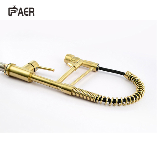 Pull Down Kitchen Sink Faucet Brushed Gold Kitchen Faucet with Pull Down Sprayer Factory